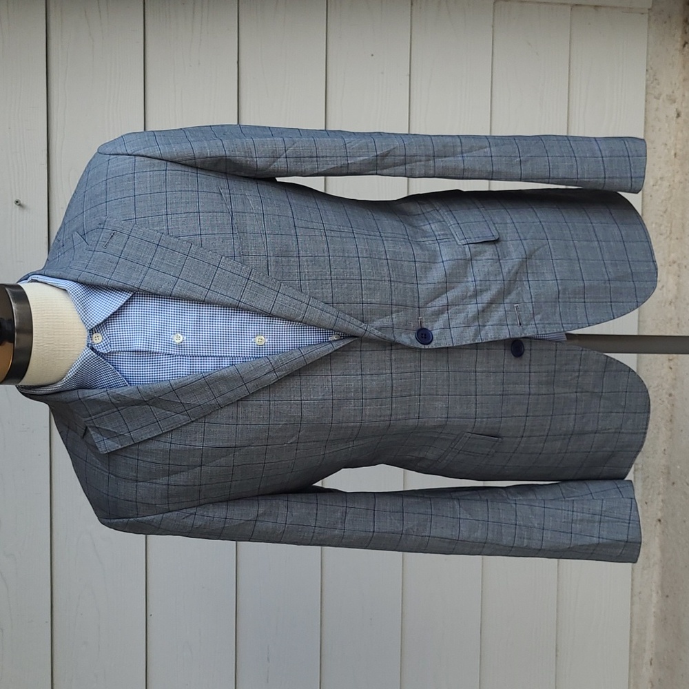 Men's Blue Checkered Blazer